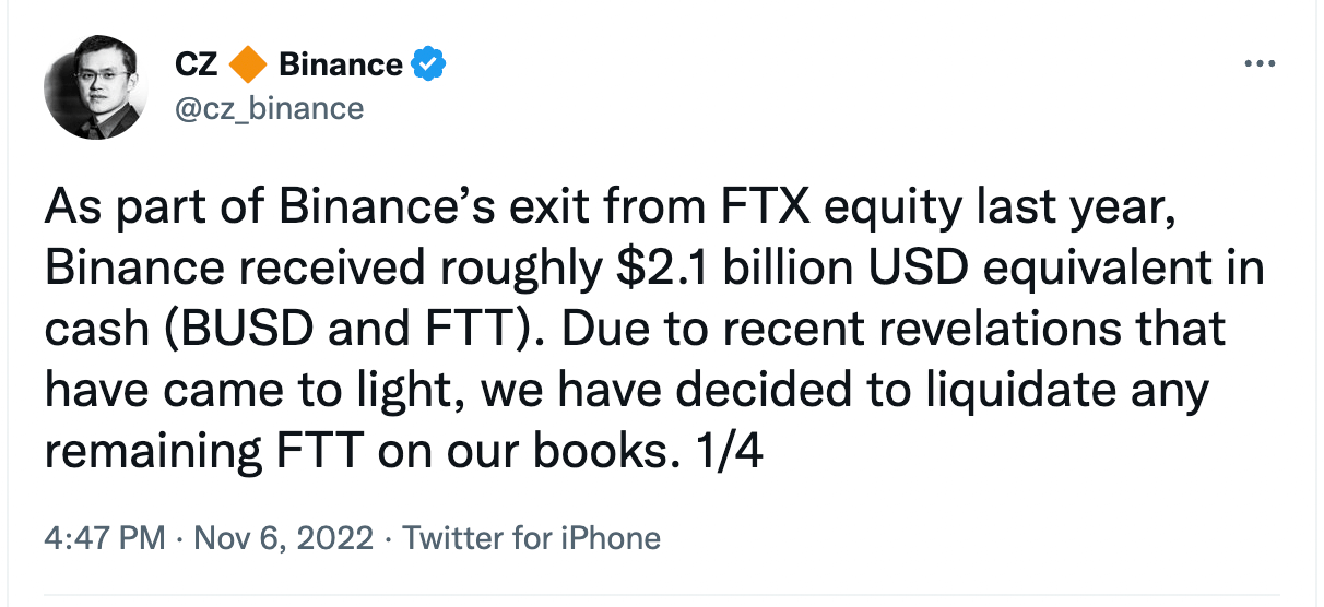 Betaphase CZ Binance Tweet